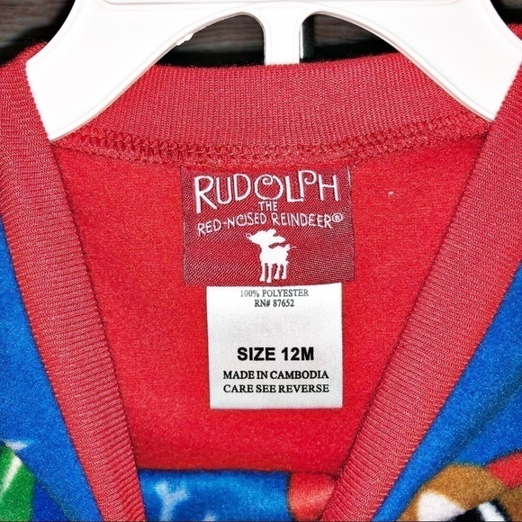 RUDOLPH. Fleece Christmas Pajamas. Size 12 months. - Picture 3 of 4